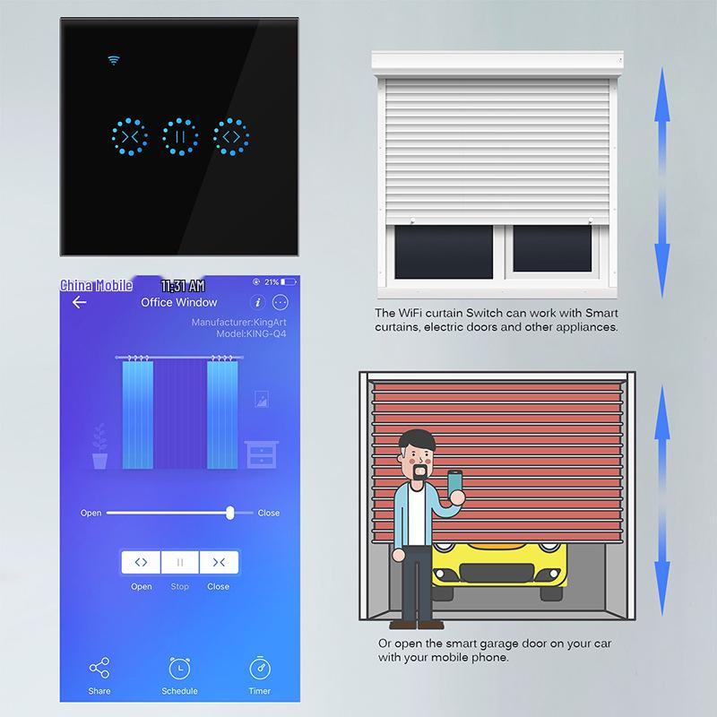 Smart WiFi Curtain Switch, Touch & Alexa Voice Control, Remote Accessible