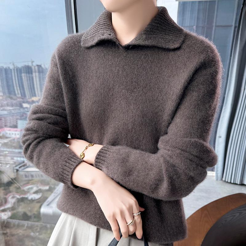 Women's High-Neck Knitted Pullover Wool Sweater - Long-Sleeved, Warm Autumn/Winter Top