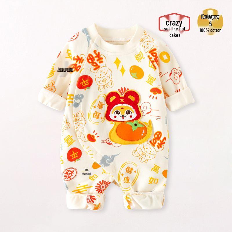 Exklusiver Langarm-Baby-Strampler – Reiner Baumwoll-Krabbelanzug für Frühling und Herbst