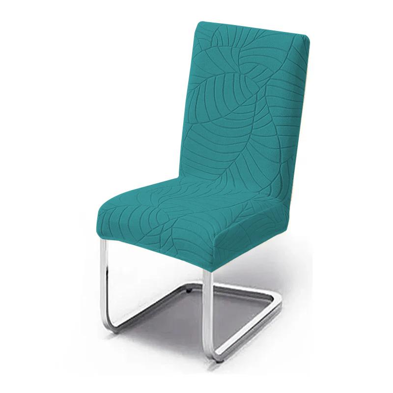 1-6Pcs Solid Spandex Chair Covers Leaf Pattern Seat Protectors For Kitchen Dining Room Home Restaurant Furniture