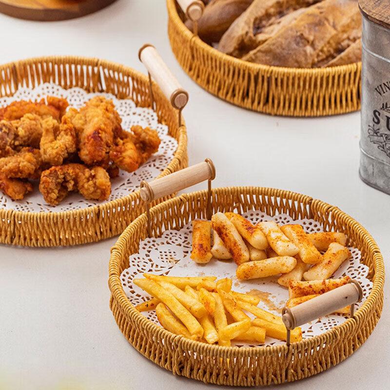 Rattan Picnic Snack Tray