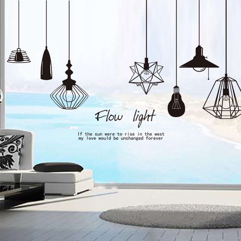 Black Chandelier Wall Sticker Self Adhesive Waterproof Decal for Living Room Bedroom TV Sofa Background Wall Decor