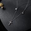 Full Diamond Cross Necklace Female Ins Temperament Light Luxury Star Moon Guardian Collarbone Chain Necklace