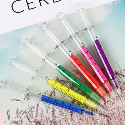 1Pc Kawaii Syringe Highlighter Pen Syringe Needle Shape Mechanical Color Pen Ballpoint for Office School Marker Writing Tool Comfortable Grip Statione