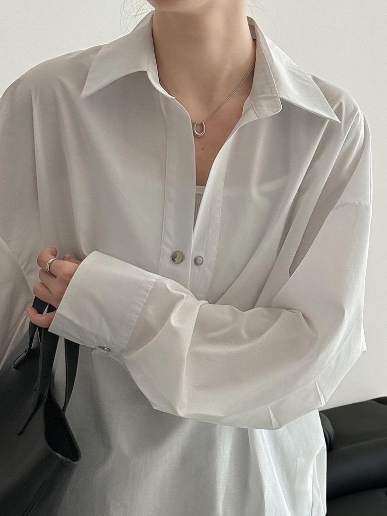 Lu Xi Women's Korean-Style Loose Silhouette Casual Shirt for Early Spring - Versatile 3758