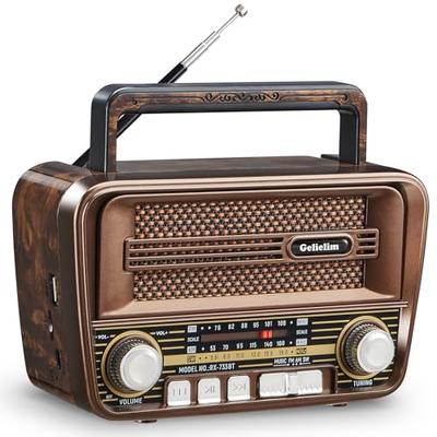 Gelielim Portable Radio, FM/AM/SW/Shortwave Radio, Compact, USB/SD Card Compatible, Battery/USB Charging, High Volume MP3 Player, Indoor and Outdoor U