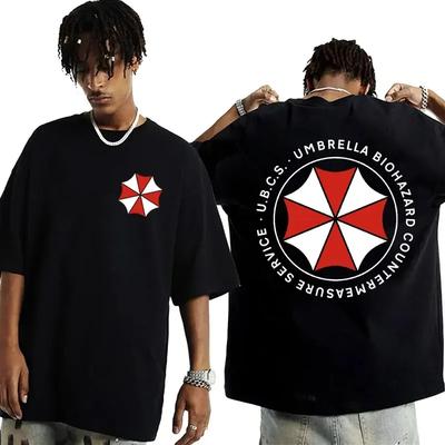 Nueva Moda Vintage Umbrella Corporation Corp Inspirada en Resident Evil Camiseta Estampada para Mujer Hombre Negra Casual de Algodón