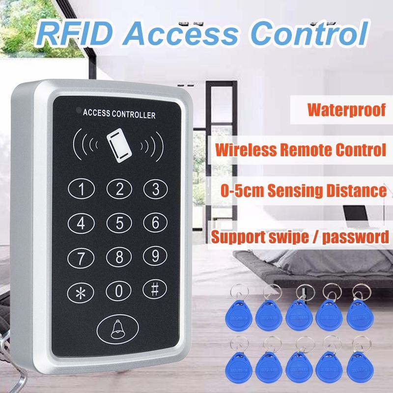 DC 12V 300KHz 10pcs Standalone Access Controller+EM RFID Access Control Keypad panel Card Reader Door Lock