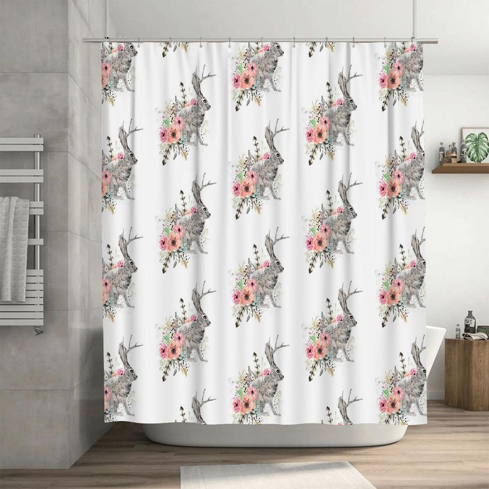 Floral Shower Curtain Nature Botanical Pattern Waterproof Bathroom Decor Vintage Farmhouse Rustic Home Decor Washable Fabric