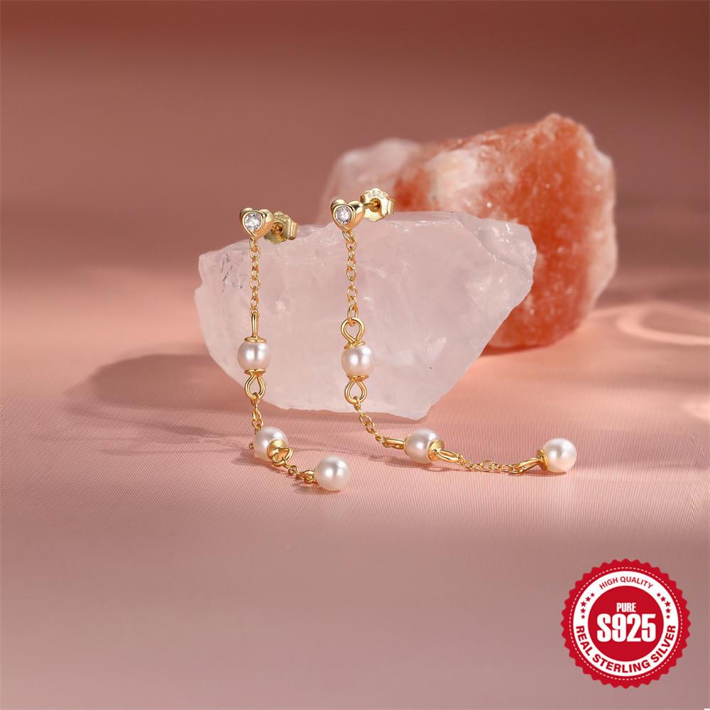 S925 Sterling Silver Mother'S Day, Love Rose Pearl Exquisite Style Niche Design Classic Versatile Earrings