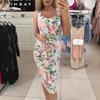 Fashion Women Dress Floral Print Dress Party Gown Pencil Bodycon Party Dress Plus Size