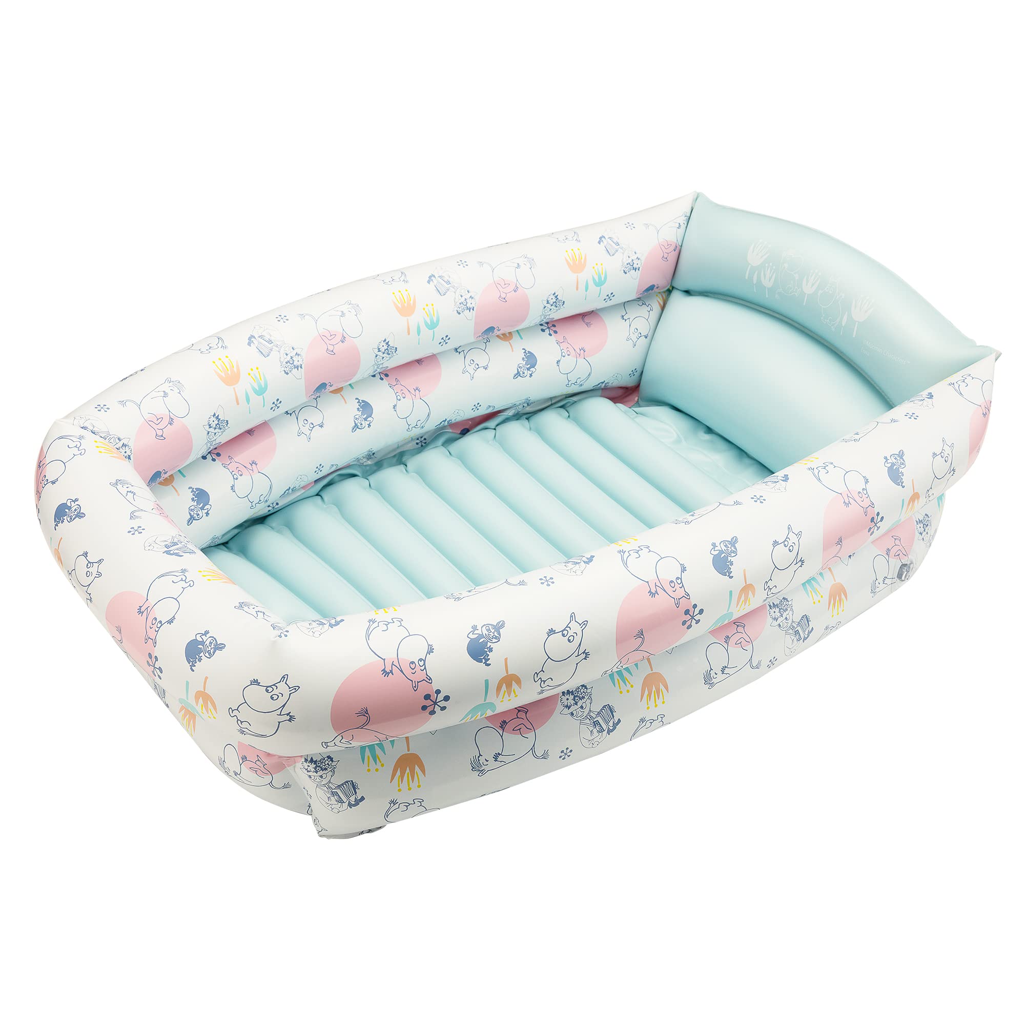 

Eiwa Moomin Fluffy Compact Baby Bath Bathtub Bath with Drain Fits Folds Small Bath, Blue, & Skincare, & Sheet, Inflatable, Plug, Back, синий