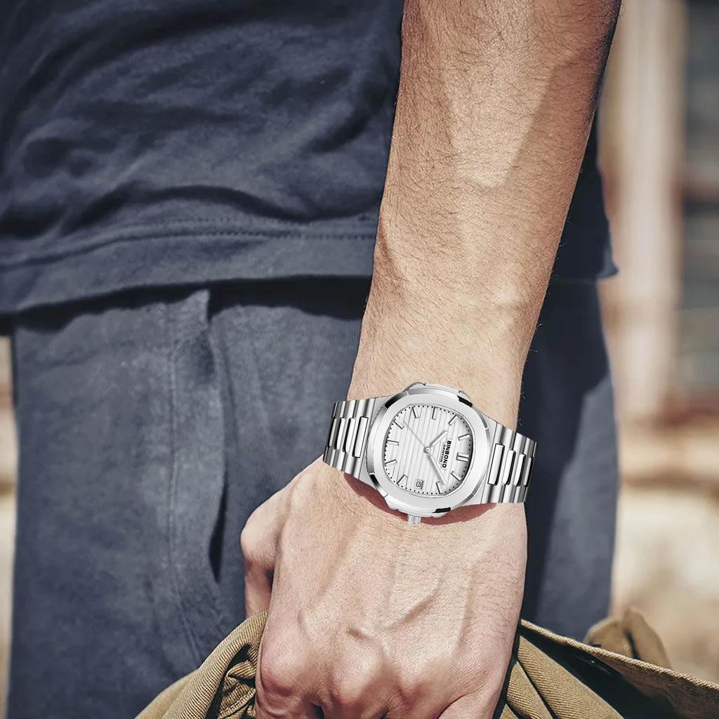 RORIOS Multifunction Quartz Watch with Date Luminous Perfect for Work or Simple Perfect for Business or Day or White Men's Display, Movement,