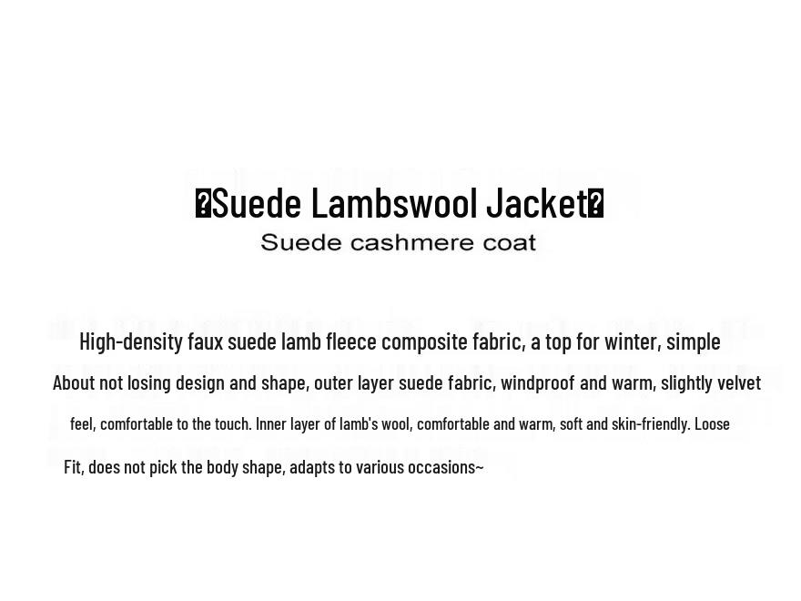 MJ STYLE Women's Faux Suede Shearling Stand Collar Jacket