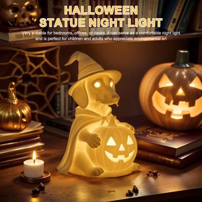 Halloween Decorations Indoor Halloween Glowing Ghost Dog Figurine LED Ghost Dog Lamp Ghost Puppy Night Light for Dog Lovers