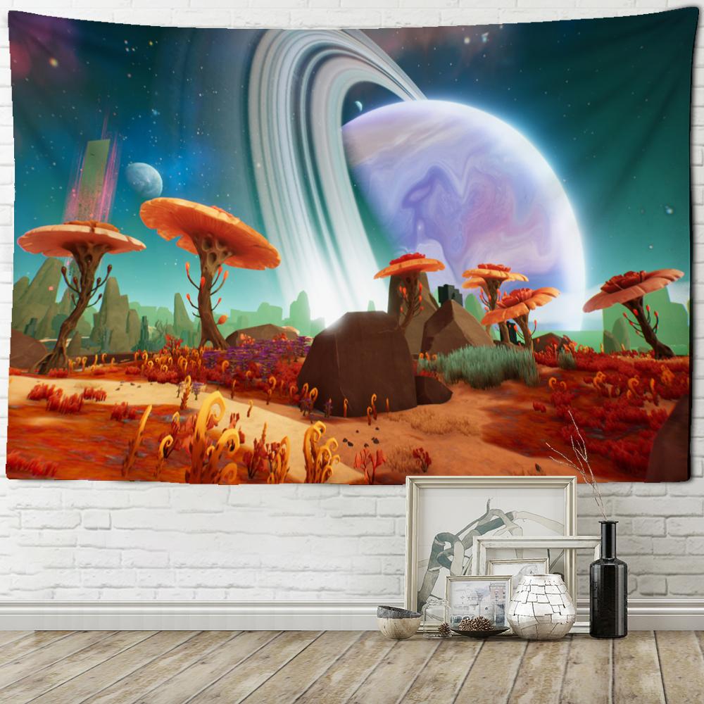 Planet Pilz Wandteppich Hängen Psychedelic Hexerei Mysterious Abstrakte Kunst Schlafsaal Wohnkultur