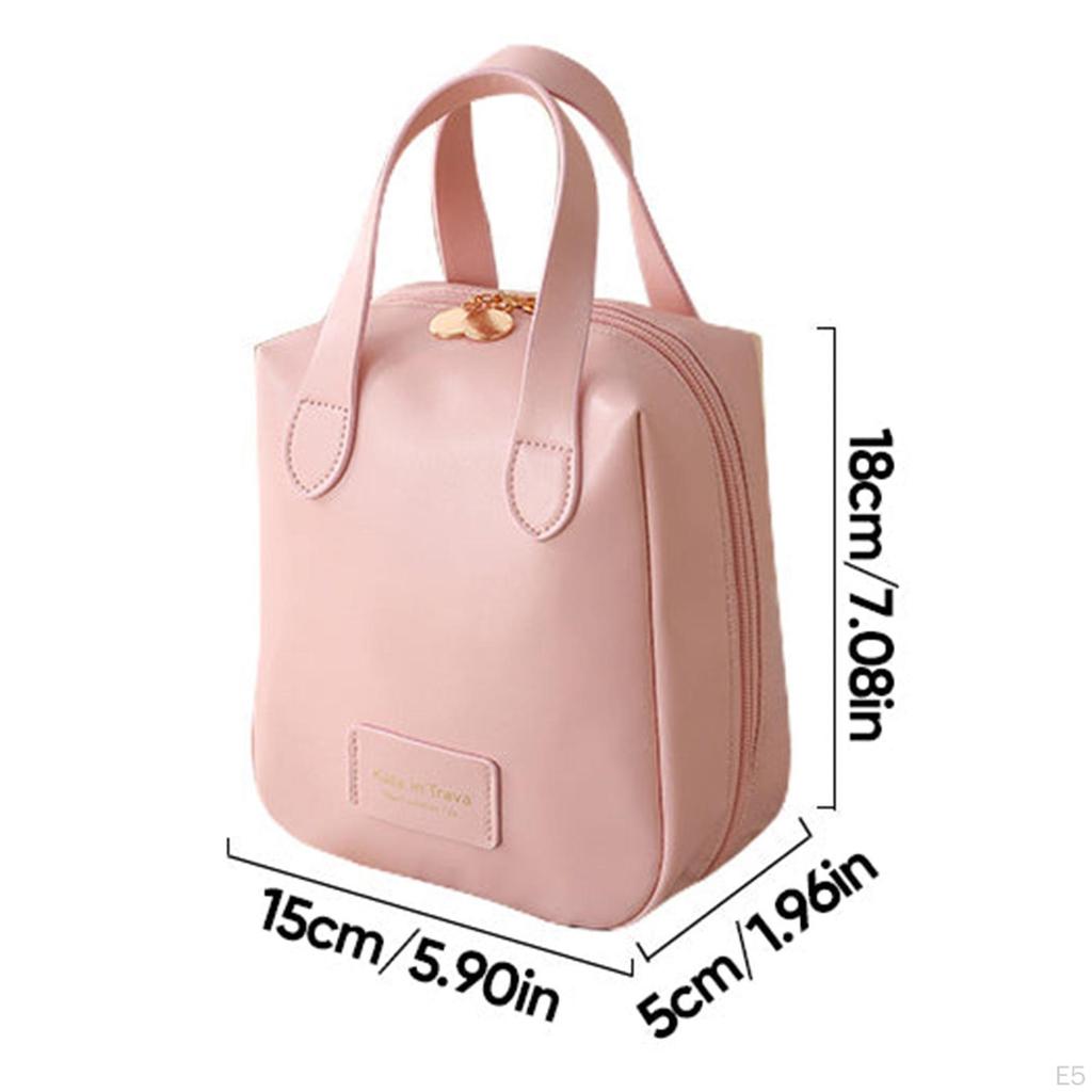 Travel Cosmetic Bag PU Leather Makeup with Handle Multipurpose Toiletry for Eyebrow Pencil