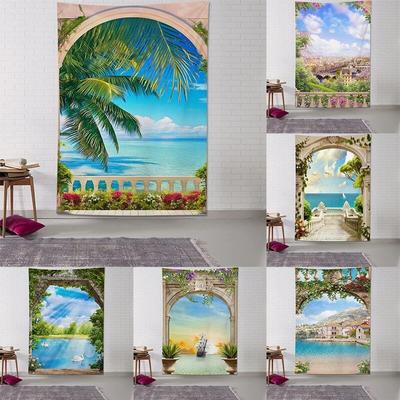 Window Sill Scenery Tapestry Wall Decoration Background Cloth Room Living Room Home Personalized Decoration Hanging Cloth