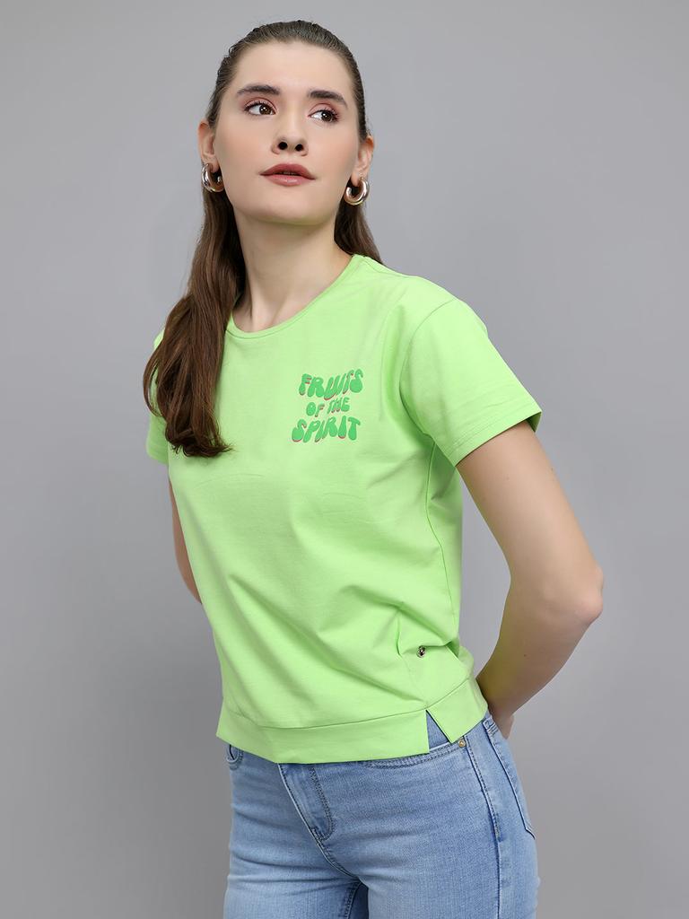 MONTE CARLO Women Regular Fit Fluorescent Green Top