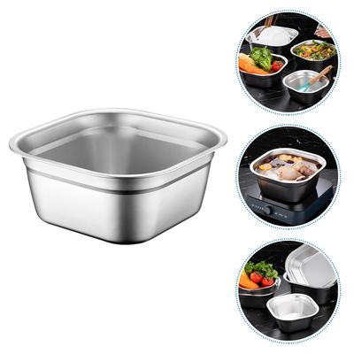 Square Basin Buffet Server Tray Party Metal Mixing Bowls Vegetables Stainless Steel Canteen Household Washing Dish Pot