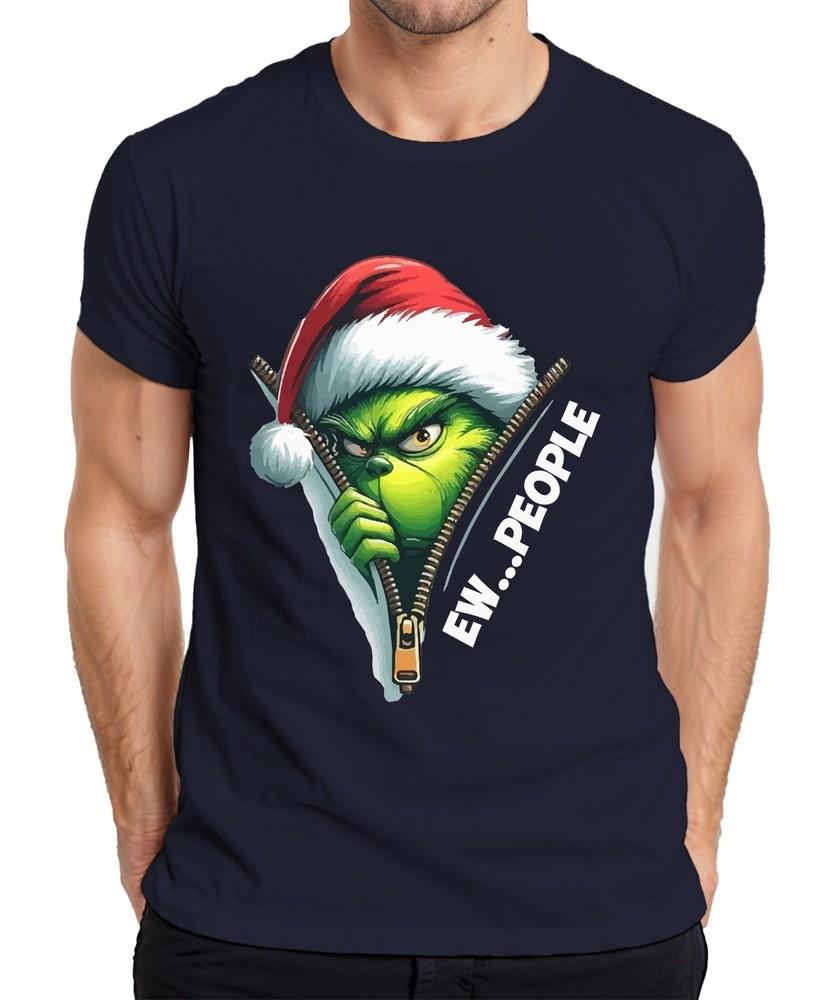Ew People Grinch Santa Zip Up Christmas Funny Unisexs Tshirt S