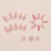 24pcs Manicure Long Almond False Nails Aurora Wave Bow Pearl Press On Nails Detachable Flower Starburst Fake Nials DIY