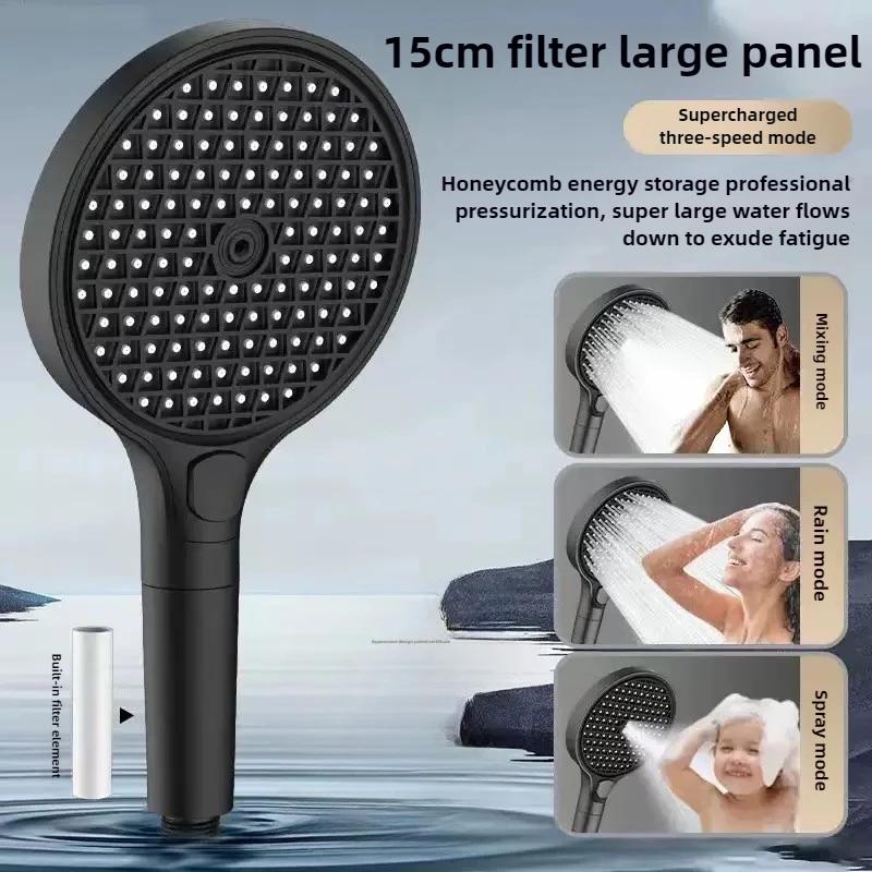 Soffione Doccia ad Alta Pressione con Pannello Grande da 15CM con Filtro 3 Modalità Ugello Spray a Flusso Ampio Doccia a Pioggia Rubinetto Accessori Bagno