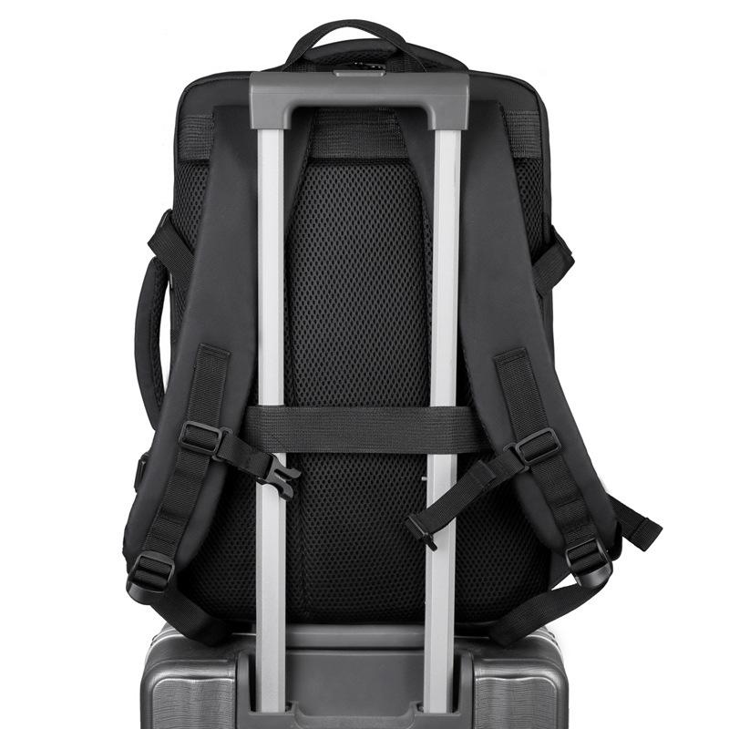 Men's Large Capacity Expandable Leather Backpack: Water-Repellent, Multi-Functional Laptop Bag