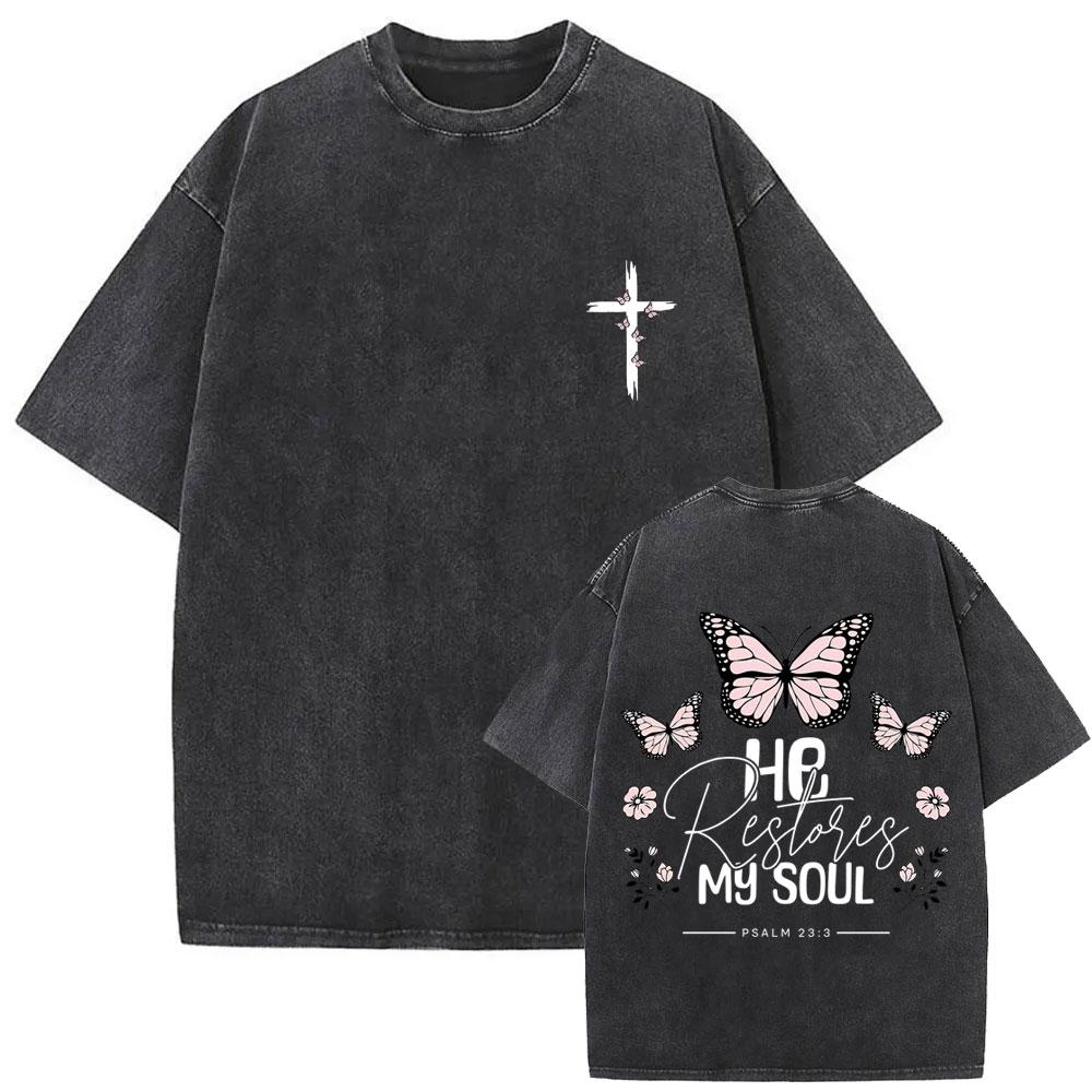 Awesome Christian Jesus Bible Verse Vintage Washed Tshirts Men Women Casual Cotton Oversized T Shirts Hip Hop Retro Streetwear