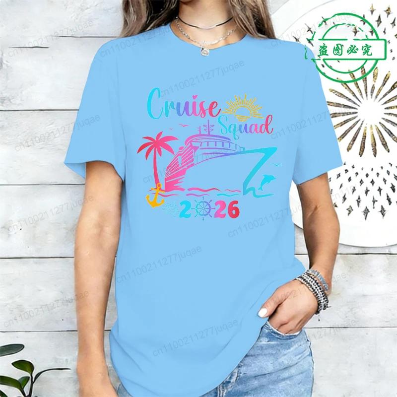 T-shirt Stampate Squadra Crociera 2026 Crociera di Compleanno in Famiglia T-shirt Harajuku da Donna Manica Corta Abbigliamento Femminile Top Tee Street