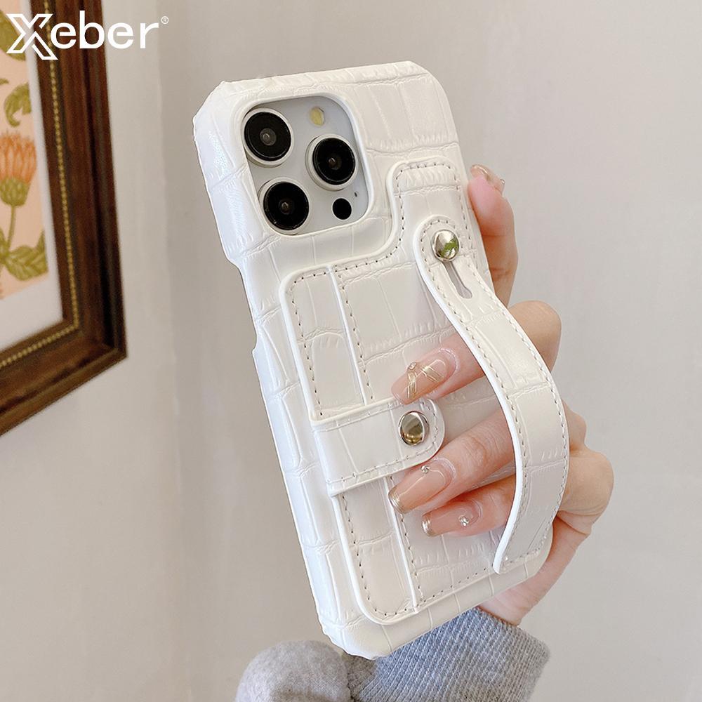 Slot Card Bag Wrist Strap Holder Leather Wallet Phone Case For iPhone 16 15 14 13 12 11 Pro Max 7 8 Plus X XR XS SE Hard Cover