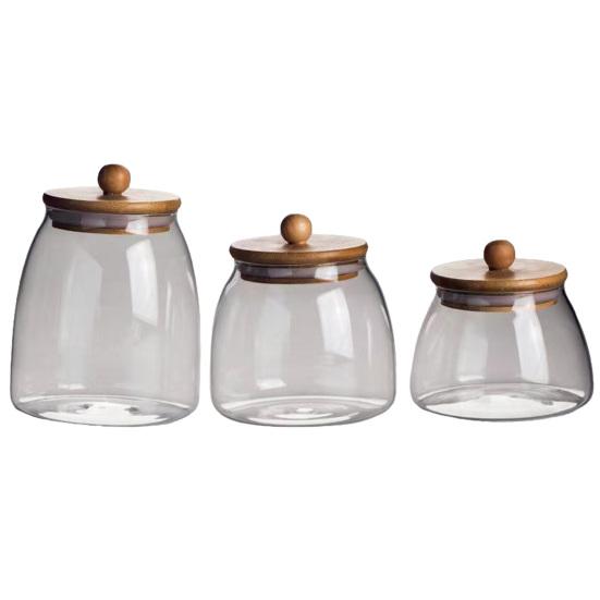 Gewürzglas mit Bambusdeckel Silikondichtung Glasbehälter Klares Glas für Tee Gewürze Trockenwaren Küche