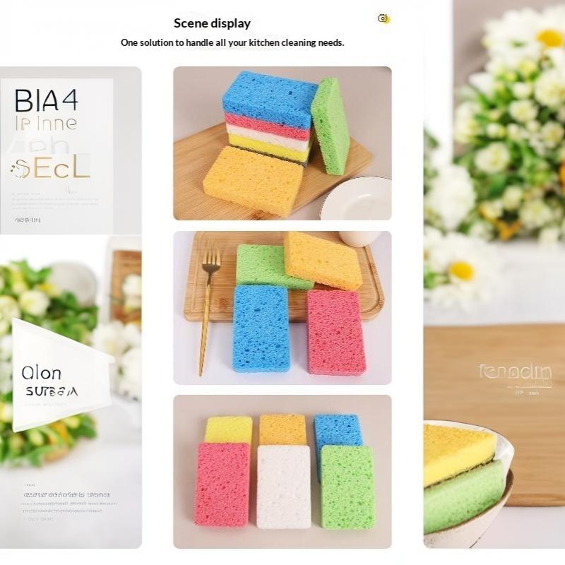 Thickened Wood Pulp Cotton Dishwashing Sponge Cloth Scouring Pad Absorbent Sponge Dishwashing Wipe