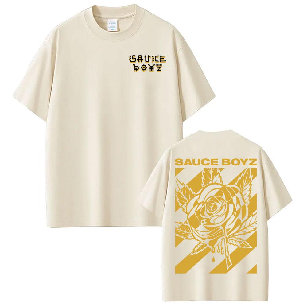 2025 Summer Rapper Eladio Carrion Sauce Boyz Album Printed Tshirt Mens Casual Cotton Loose Tshirt Fashion Hiphop Retro Top