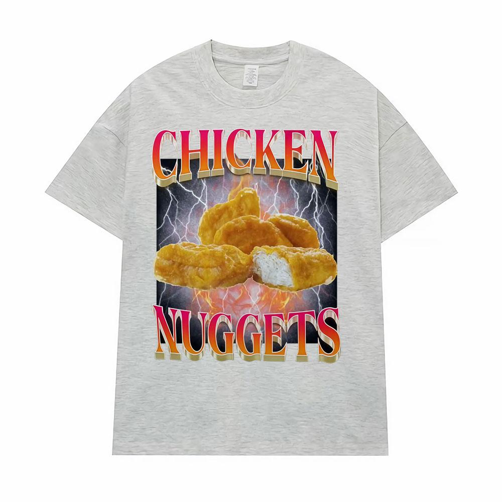 Chicken Nuggets Vintage Style Funny Meme Tshirt Unisex Women Summer Tops ONeck T Shirts Fashion Humor Cotton Short Sleeve T Shirt