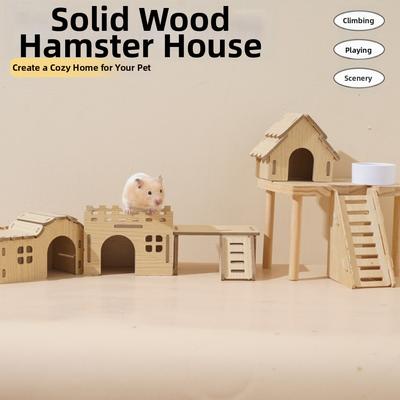 Durable Hamster House Natural Wooden Small Pets Hideaway New Cage Decor  for Chinchilla
