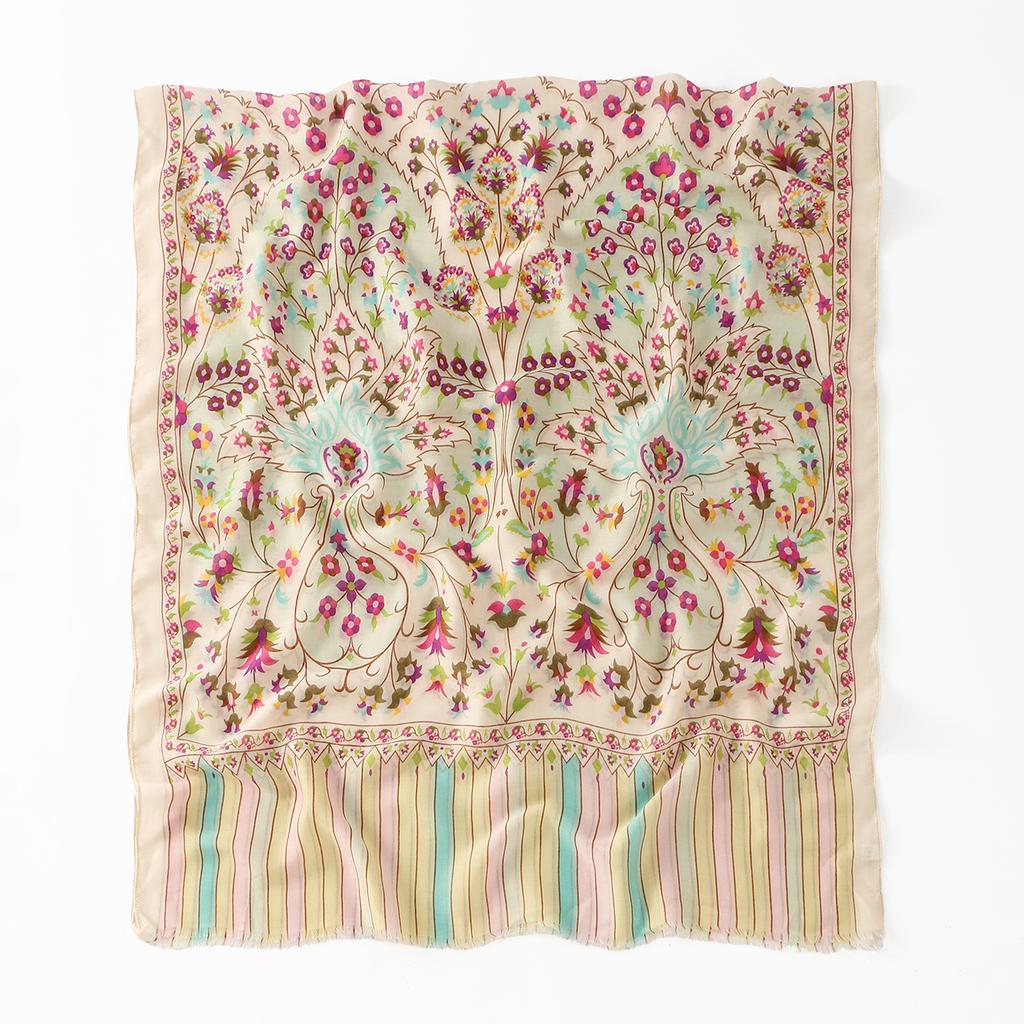 Muslim Ethnic Style Printed Shawl with Special Tassels Uneven Woman Spain Original Hijab Fashion Floral Printed Scarf Hair Wrap