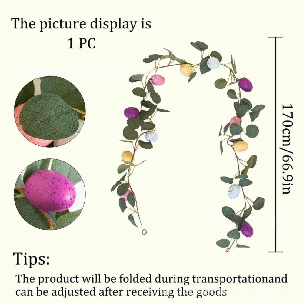 Green Leaf Easter Eggs Tactile Soft Rubber Simulation Flowers Vine Decorations Colorful Egg Artificial Eucalyptus