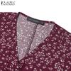 ZANZEA Women Floral Print Casual V-Neck 3/4 Sleeve Loose Long Dress