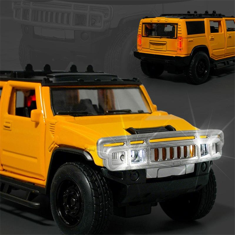1:32 HUMMER H2 SUV Alloy Car Model Diecast Metal Off-road Vehicle Car Model Sound and Light Simulation Collection Kids Toy Gift