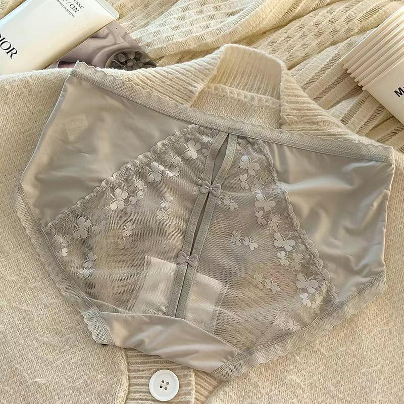 Pure Desire Little Peach Lace Panties: Antibacterial Mulberry Silk Crotch, Mid-Waist Triangle Briefs for Women