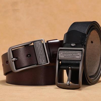 Ceinture en cuir véritable pour homme, boucle ardillon en alliage, en peau de vache de haute qualité