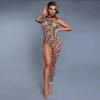 One-shoulder Bodystocking Leopard Print Sexy Lingerie Babydoll Underwear Cosplay Nightclub Erotic Bodysuits Sexy Dress For Sex