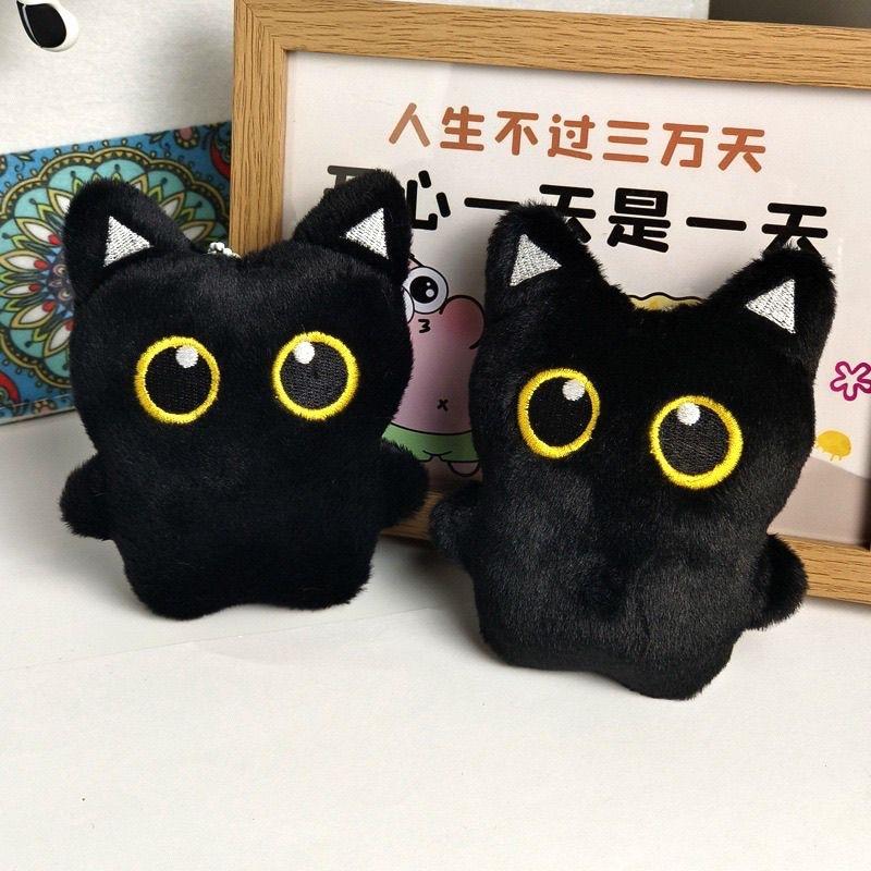 10cm Cute Black Cat Plush Toy Doll Small Pendant Cuddly Pillow Cushion Ins Black Cat Plush Toy Doll for Boy Girl Brithday Gifts