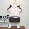 Нові літні комплекти одягу для хлопчиків, модні бавовняні футболки з літерами + шорти з інструментами, 2 предмети, дитячі костюми для немовлят Спортивний костюм