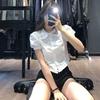 French Pure Desire Doll Collar Bubble Sleeve Shirt Women's Summer Design Sense Waist Slim Sexy Short Sleeve Top