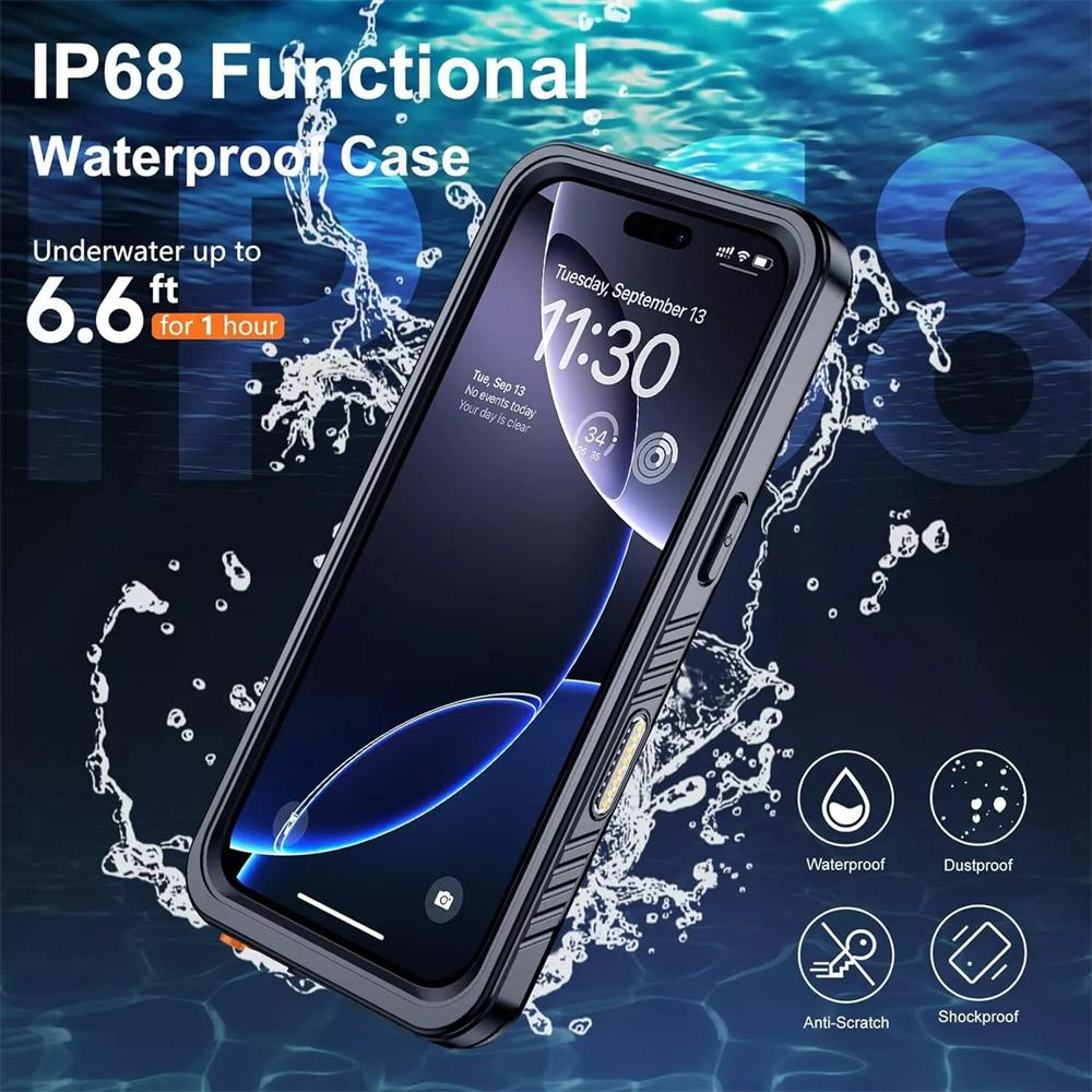 IP68 Waterproof Case For iPhone 17 16 15 14 13 12 11 Pro Max XR XS Plus Metal Aluminum Swimming Phone Luxury Underwater Cover