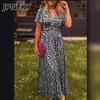 JPNTKY Women's Fashion Summer Spring Short Sleeve V-Neck Casual Dresses