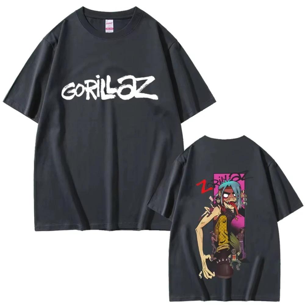 Gorillaz Band T-Shirt Herren Damen Hip Hop Rock Mode Oversized Streetwear Damen Hohe Qualität Weiche Baumwolle Kurzarm T-Shirt