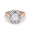 2.42 Cts Oval Moonstone Solitaire 925 Sterling Silver Rose Vermeil Halo Engagement Women Ring